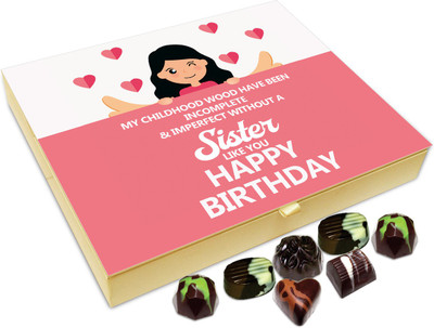 

Chocholik Gift Box - My Childhood Would Be Incomplete Without You Sister Chocolate Box - 20pc Truffles(240 g)