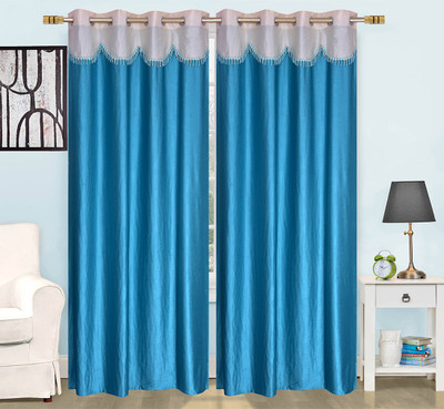 ShopyBucket 84 cm (2 ft) Polyester Window Curtain (Pack Of 2)(Self Design, Blue) ShopyBucket 84 cm (2 ft) Polyester Window Curtain (Pack Of 2)(Self Design, Blue)