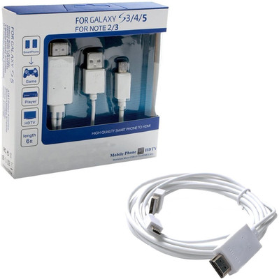 

Tworld MHL USB to HDMI Tv Adapter Cable for MHL Supported 11 Pin Micro Port Smartphone HDMI Cable(White)