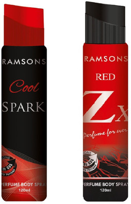 

Ramsons Cool Spark and Red Zx No Gas Perfume Body Spray Combo Pack of 2 Perfume Body Spray - For Men & Women(240 ml, Pack of 2)