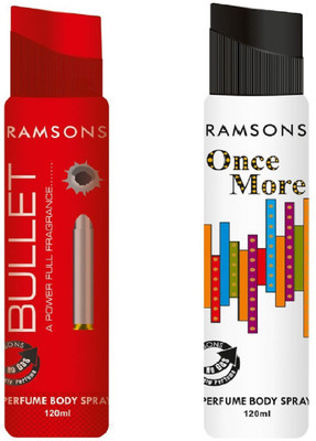 

Ramsons Bullet and Once More No Gas Perfume Body Spray Combo Pack of 2 Perfume Body Spray - For Men & Women(240 ml, Pack of 2)
