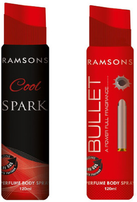 

Ramsons Cool Spark and Bullet No Gas Perfume Body Spray Combo Pack of 2 Perfume Body Spray - For Men & Women(240 ml, Pack of 2)