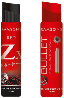 

Ramsons Red Zx and Bullet No Gas Perfume Body Spray Combo Pack of 2 Perfume Body Spray - For Men & Women(240 ml, Pack of 2)