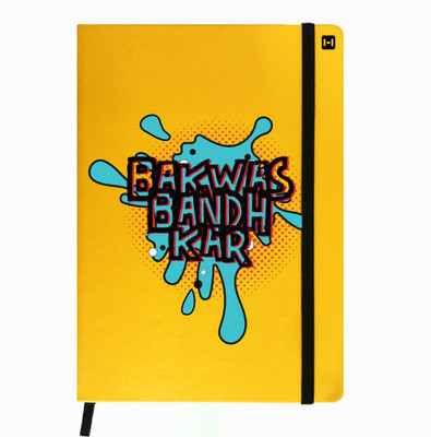 

Hamee A5 Notebook(Designer Printed Yellow Leather A5 Notebook - 200 pages, A5 size Bakwas Band Kar, Yellow)