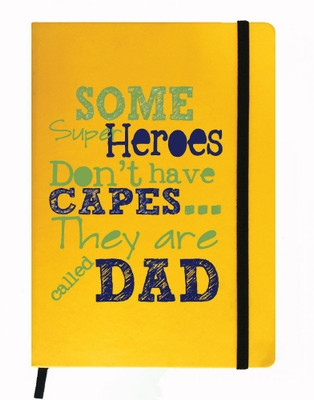 

Hamee A5 Notebook(Designer Printed Yellow Leather A5 Notebook - 200 pages, A5 size Superhero "DAD", Yellow)