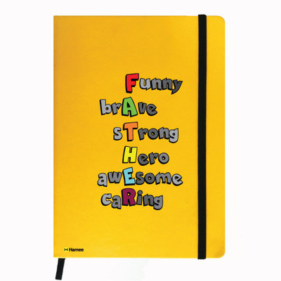 

Hamee A5 Notebook(Designer Printed Yellow Leather A5 Notebook - 200 pages, A5 size FATHER Meaning, Yellow)