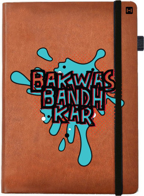 

Hamee A5 Notebook(Designer Printed Brown Leather A5 Notebook - 200 pages, A5 size Bakwas Band Kar, Brown)