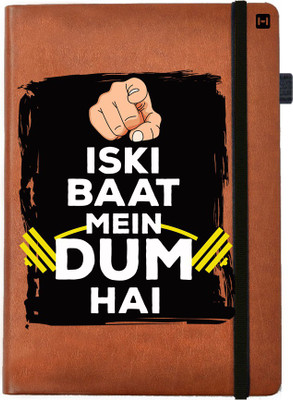 

Hamee A5 Notebook(Designer Printed Brown Leather A5 Notebook - 200 pages, A5 size Baat Me Dum Hai, Brown)