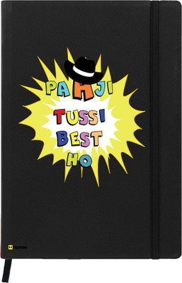 

Hamee A5 Notebook(Designer Printed Black Leather A5 Notebook - 200 pages, A5 size Paa Ji, Black)