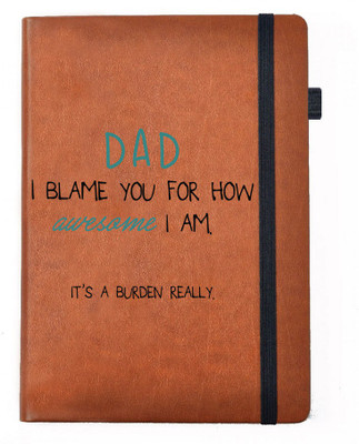 

Hamee A5 Notebook(Designer Printed Brown Leather A5 Notebook - 200 pages, A5 size Dad I Blame you, Brown)