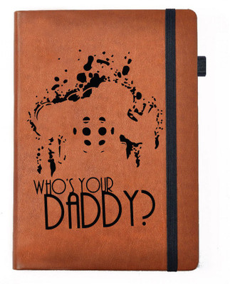Hamee A5 Notebook(Designer Printed Brown Leather A5 Notebook - 200 pages, A5 size Who's your Daddy , Brown)