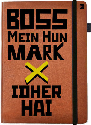 Hamee A5 Notebook(Designer Printed Brown Leather A5 Notebook - 200 pages, A5 size X Idhar Hain, Brown)