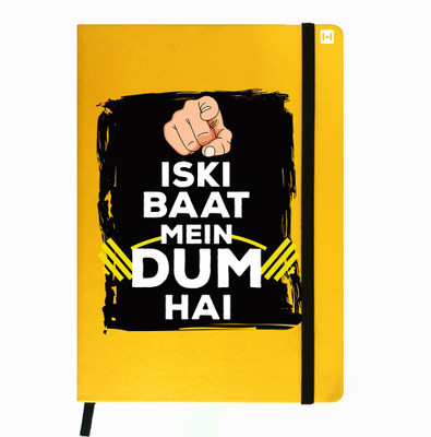 

Hamee A5 Notebook(Designer Printed Yellow Leather A5 Notebook - 200 pages, A5 size Baat Me Dum Hai, Yellow)