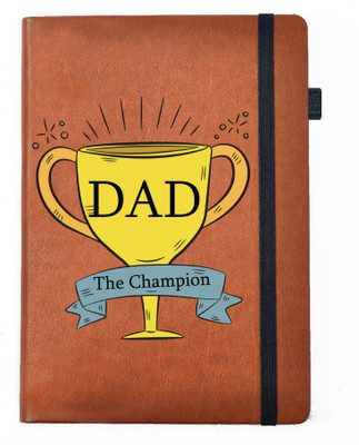 

Hamee A5 Notebook(Designer Printed Brown Leather A5 Notebook - 200 pages, A5 size Dad the Champion, Brown)