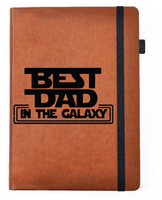 Hamee A5 Notebook(Designer Printed Brown Leather A5 Notebook - 200 pages, A5 size Best Dad in Galaxy, Brown)