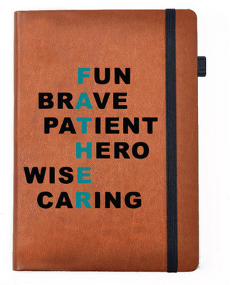 

Hamee A5 Notebook(Designer Printed Brown Leather A5 Notebook - 200 pages, A5 size F.A.T.H.E.R Word Adjective, Brown)