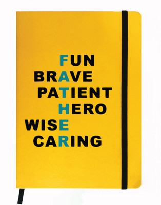 

Hamee A5 Notebook(Designer Printed Yellow Leather A5 Notebook - 200 pages, A5 size F.A.T.H.E.R Word Adjective, Yellow)
