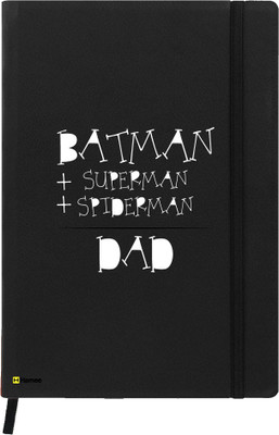 

Hamee A5 Notebook(Designer Printed Black Leather A5 Notebook - 200 pages, A5 size Superhero Dad, Black)