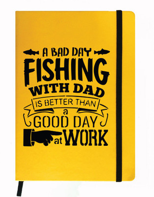 

Hamee A5 Notebook(Designer Printed Yellow Leather A5 Notebook - 200 pages, A5 size Fishing With Dad, Yellow)