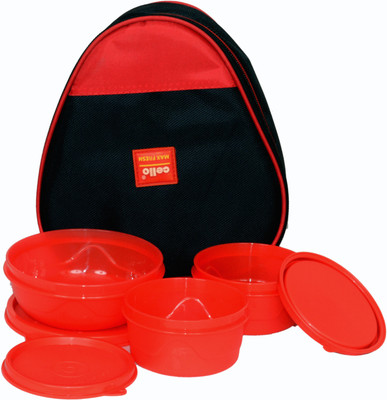 

Cello Max Fresh Tri 3 Containers Lunch Box(850 ml), Red