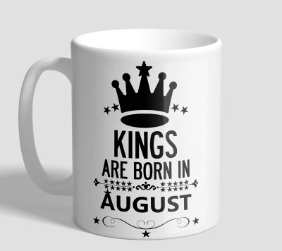 The Mugs Kings August Ceramic Mug(330 ml), White