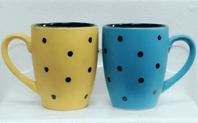 

paramount crockery Milk/Coffees, set of 2 pcs, 150 ml appx Ceramic Mug(150 ml, Pack of 2), Blue;multicolor;yellow