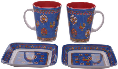 

Ektra Melamine Anokhi Tea Sets Plates, 400 ml, 4-Piece Melamine Mug(400 ml, Pack of 4), Multicolor