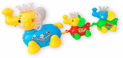 

MagicTail Dancing Elephant Family With Two Baby Toddler Toy Led Lights & Soft Music For Kids In Multi Color(Multicolor)