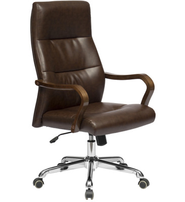 

ZENNOIIR Office Chairs Leatherette Office Arm Chair(Brown)