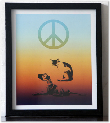 

Cat & Dog Peace Quote Poster (9 x 12) for Room Fine Art Print(31 inch X 28 inch)