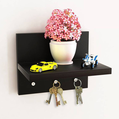 Artesia 3 Hooks Key holder Wooden Wall Shelf(Number of Shelves - 1, Black) available at flipkart for Rs.632