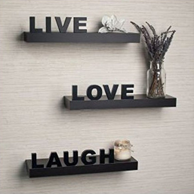 

Artesia Love Love Laugh Wooden Wall Shelf(Number of Shelves - 3, Black)