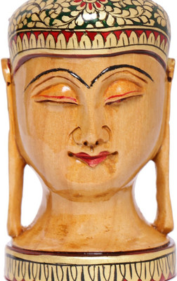 

Dkrafts Buddha beautifully painted wooden showpiece (4 inch) / home decoration by Dkrafts Decorative Showpiece - 8 cm(Wooden, Brown)