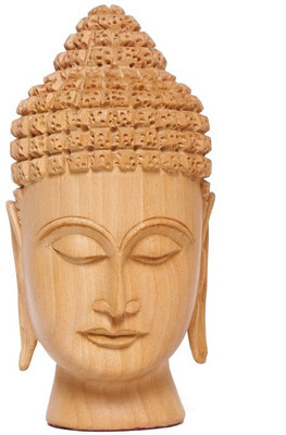 

Dkrafts Wooden Buddha Head Statue Idol (4 inch) by Dkrafts Decorative Showpiece - 8 cm(Wooden, Brown)