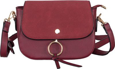 

peaubella Women Casual Maroon Leatherette Sling Bag