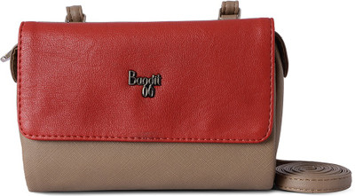 

Baggit Women Casual Beige, Red Leatherette Sling Bag