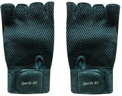 

Sports 101 Leather and Net Workout Gym & Fitness Gloves (, Black
