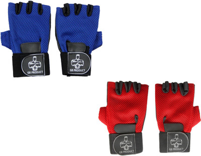 

GB 2 Pcs Top Grade Gym & Fitness Gloves (Free Size, Red, Blue), Blue;red