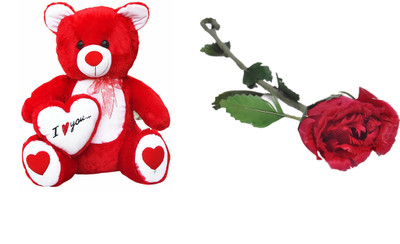 

Ktkashish Toys Love Red Teddy Bear (60 Cm ) Free Red Rose - 24 inch(Red)