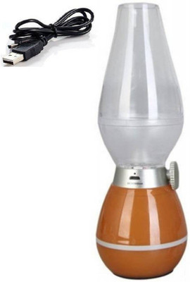

Sukot Flameless Retro LED Blow Control,Dimmable 3 Light & Rechargeable Smoke Free Night Lamp(22 cm, Brown)