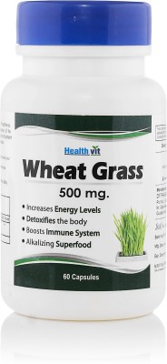 HealthVit Pure Wheat Grass 500 mg 60 Capsules(60 No)