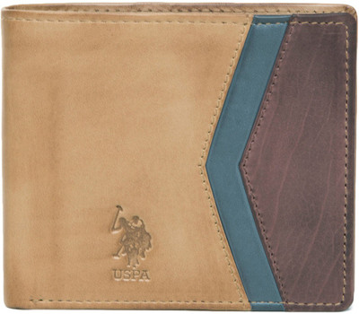 

U.S. Polo Assn Men Brown Genuine Leather Wallet(4 Card Slots), Navy/burgundy