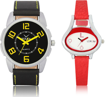 

LOREM VL25LR206 New Latest Stylish Designer Leather Belt Attractive Different Combo Watch - For Men & Women