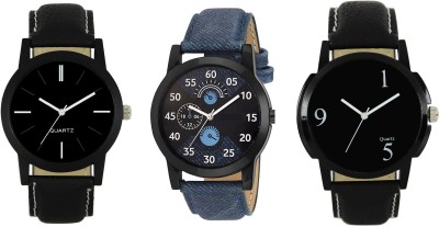 Om Designer Round Dial Watch Leather Strap Combo Pack of 3 Watch  - For Men   Watches  (Om Designer)