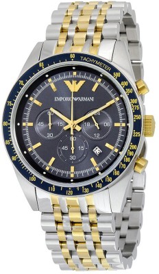 Emporio Armani AR6088i Blue Dial Premium Two Tone Stainless Steel Watch  - For Men   Watches  (Emporio Armani)
