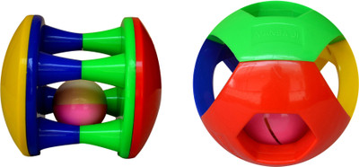 Mansaji Baby Rattle Ball and Damru (Combo Pack of 2) Rattle(Multicolor)