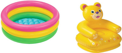 

DINAARKAN COMBO OF 2 FEET BATH TUB AND 2.5 FEET INFLATABLE TEDDY(Multicolor)