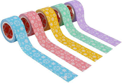 

PIGLOO Colorful Floral Adhesive Paper Tapes,Length 5m, Set of 5 (Manual)(Multicolor)