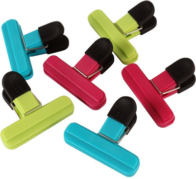 

HOKIPO Pack of 6 Bag Clips – For Quick and Easy Re-sealing of Opened Food Bags, Standard Plastic Food Bag(Set of 6, Multicolor)