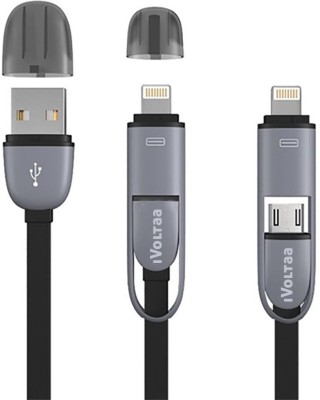 iVoltaa Micro & Lightning 2in1 Sync & Charge 2.1 A 1 m ABS Plastic, Polycarbonate Lightning Cable  (Compatible with All Phones With Micro USB Port, Black, One Cable)
